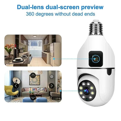 8MP E27 Bulb WiFi Camera - Color Night Vision With 8X Zoom And Dual Lens - stepyours.com