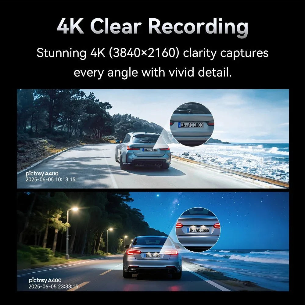 Pictrey A400 4K Dash Cam With Built In ADAS WiFi 1.9 Inch IPS Screen - stepyours.com