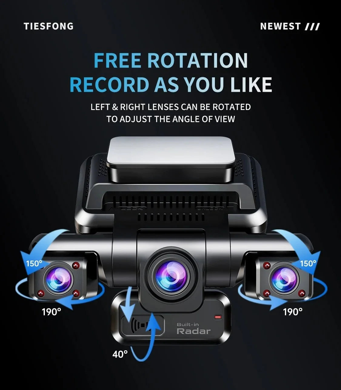 TiESFONG 4CH GPS Dash Cam I7Pro Front 4K 2K Plus 3x1080P Car DVR WiFi - stepyours.com