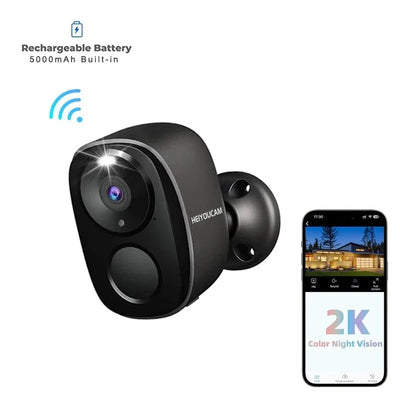 HEIYOUCAM WiFi Outdoor Security Camera 2K Battery AI Color Night Vision Hooks - stepyours.com