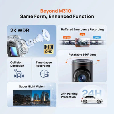 70mai M310 Plus 2K Dash Cam 1440P 143 FOV 24H Parking Guard Night Vision - stepyours.com