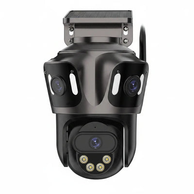 Three Screen WiFi IP Camera - 4K Dual Lens PTZ With AI Detection IP66 Waterproof by stepyours.com