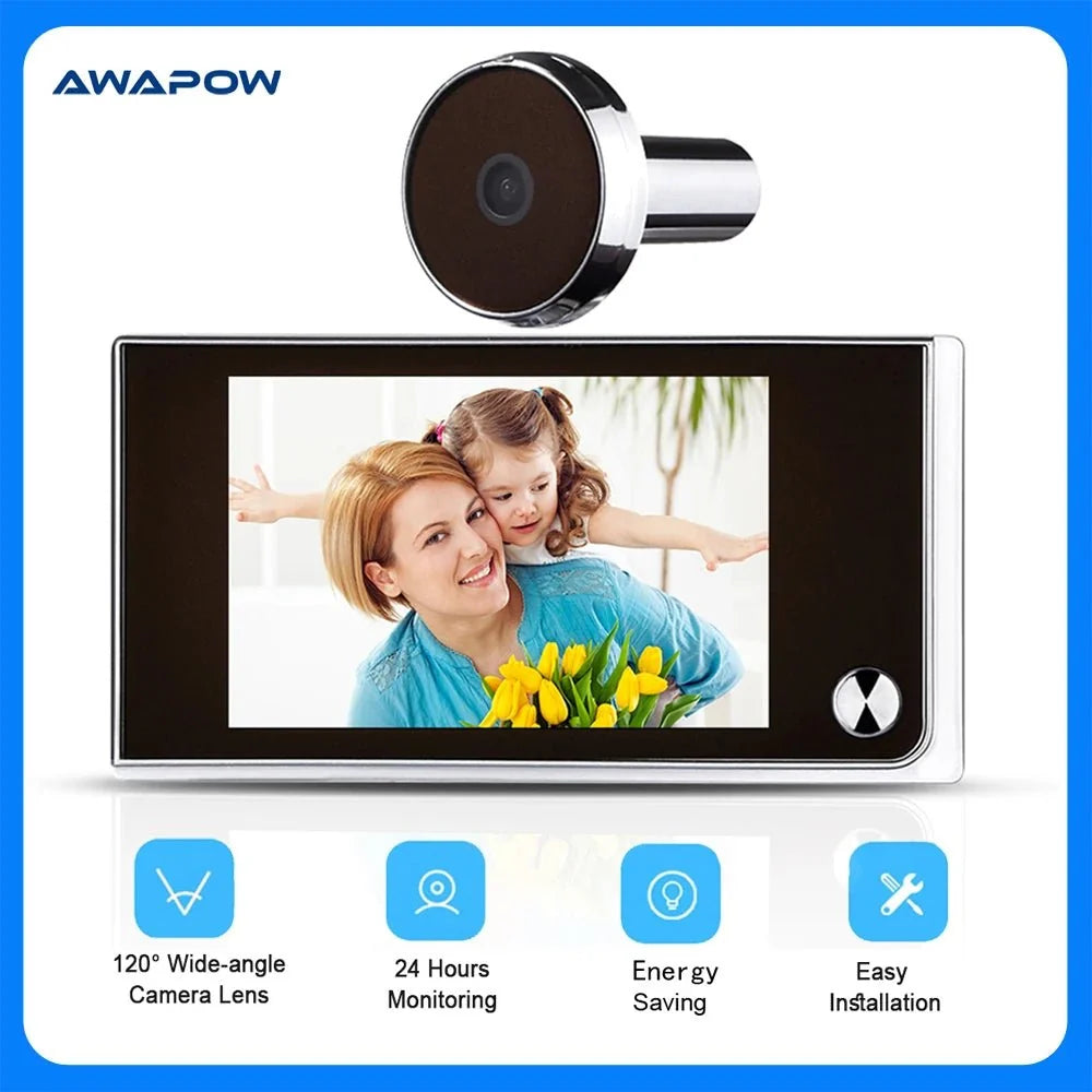 Awapow 3.5 Peephole Door Camera See Visitors 120Degree 2MP - stepyours.com