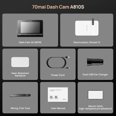 70Mai A810S 4K HDR Dash Cam GPS ADAS Dual Channel Motion Detection 4G LTE DVR - stepyours.com