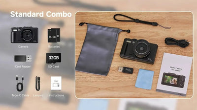 Amorus 5K Digital Camera 75MP 18X Zoom 180 Flip Screen WiFi For YouTube - stepyours.com