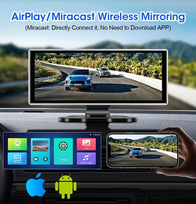 11.26 Inch 4K Dual Lens Dash Cam With Wireless CarPlay Android Auto GPS WiFi - stepyours.com