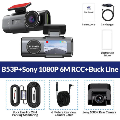 4K Dash Cam Car DVR With Night Vision GPS WiFi Parking Monitor - stepyours.com