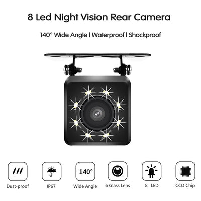 Car Rear View Camera With 4 8 12 LED Night Vision Display For Parking Reversing - stepyours.com