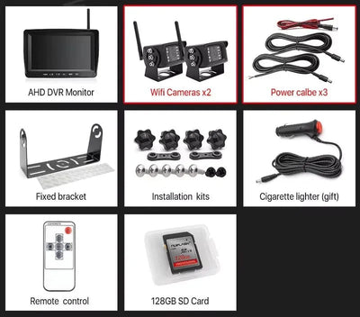 GreenYi 7 Inch 1280x720 AHD Wireless Truck DVR Monitor With Night Vision Camera - stepyours.com
