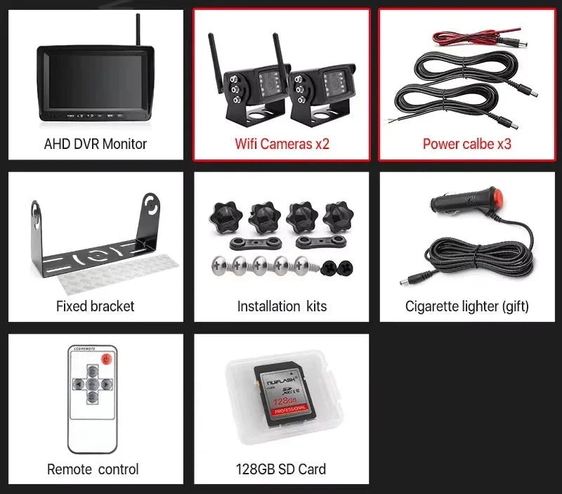 GreenYi 7 Inch 1280x720 AHD Wireless Truck DVR Monitor With Night Vision Camera - stepyours.com