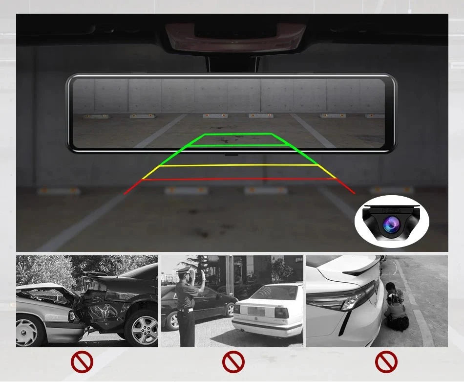 ACCEO 4K WiFi Dash Cam With 12 Inch Rear View Mirror Car DVR - stepyours.com