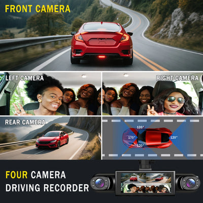 4 Channel Dash Cam 360 Degree Car Video Recorder Night Vision Parking Monitor - stepyours.com