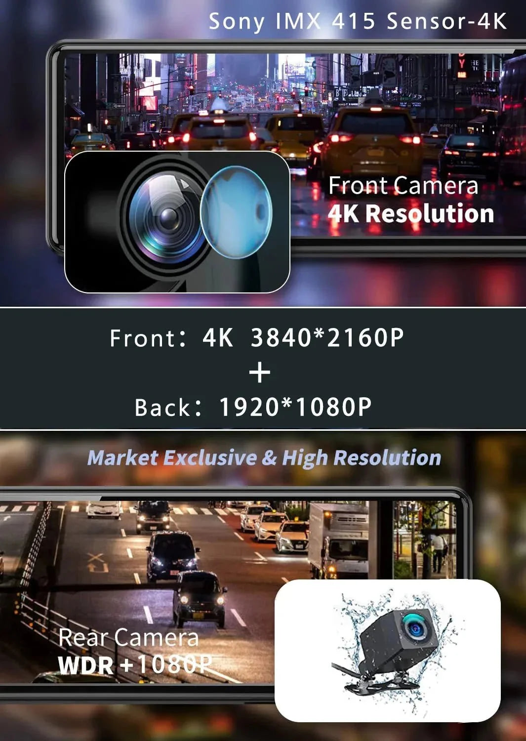 11.26 Inch 4K Dash Cam With CarPlay Android Auto Dual Lens WiFi GPS Bluetooth - stepyours.com