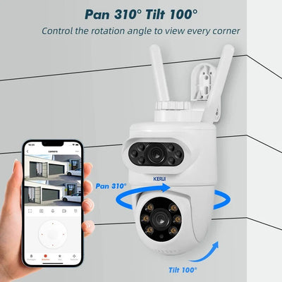 KERUI Outdoor 10MP 5K Dual Lens WiFi IP Camera PTZ - Tuya Compatible Smart Home - stepyours.com