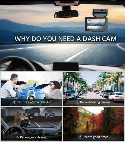 4K Dash Cam With GPS Dual Lens Night Vision 24 Hour Parking - stepyours.com