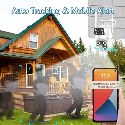 Tuya Dual Lens PTZ WiFi Camera Outdoor - 4K 8MP AI Auto Tracking Hooks - stepyours.com