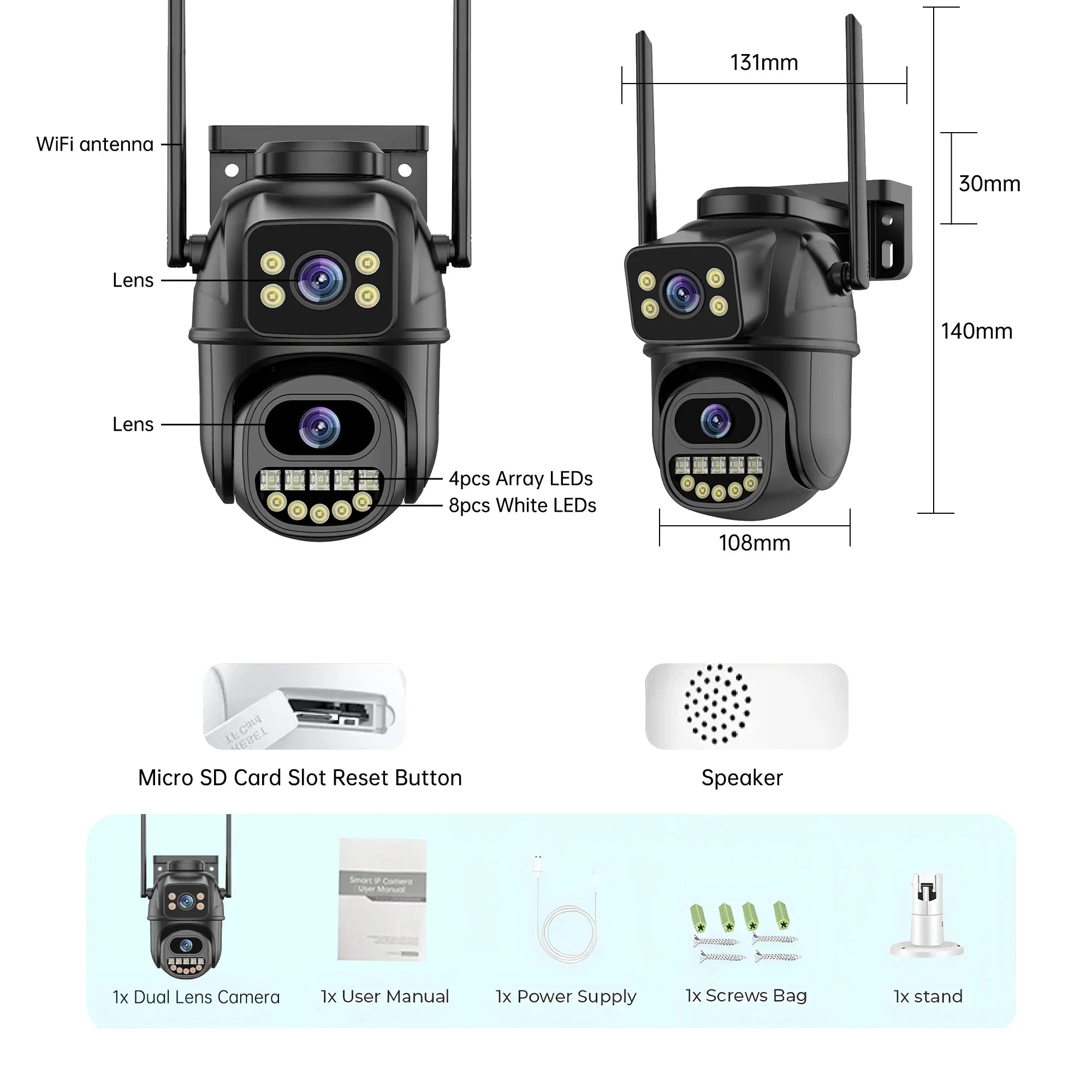4K 8MP WiFi Surveillance Camera - AI Human Detection with Dual Lens - stepyours.com