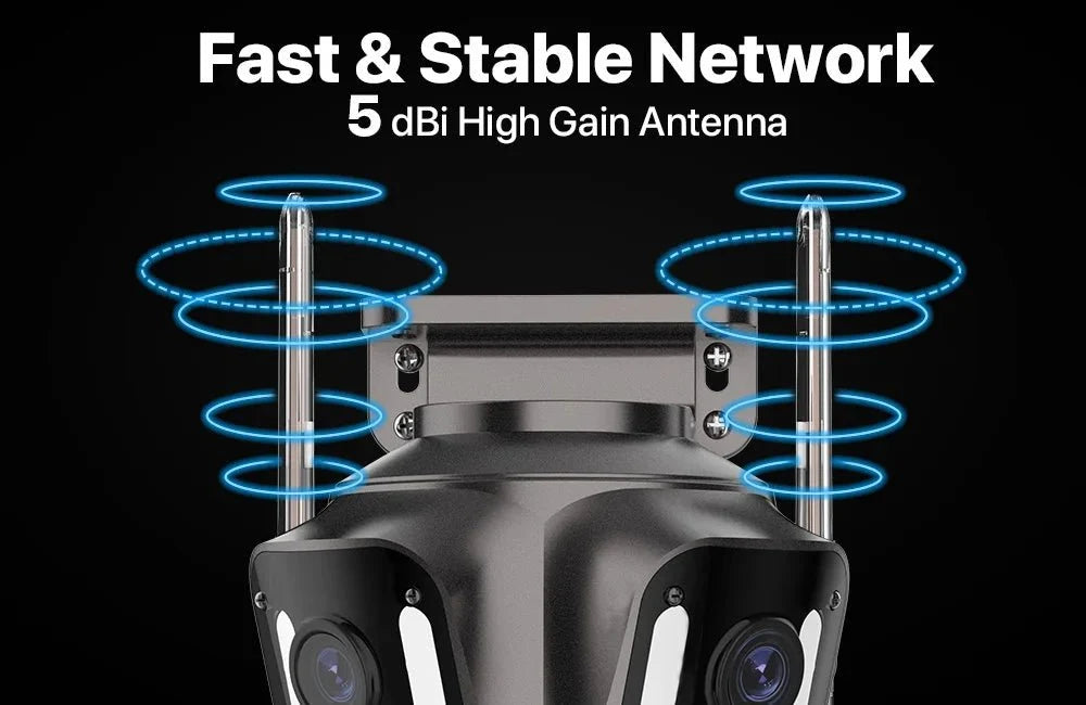 Three Screen WiFi IP Camera - 4K Dual Lens PTZ With AI Detection IP66 Waterproof - stepyours.com