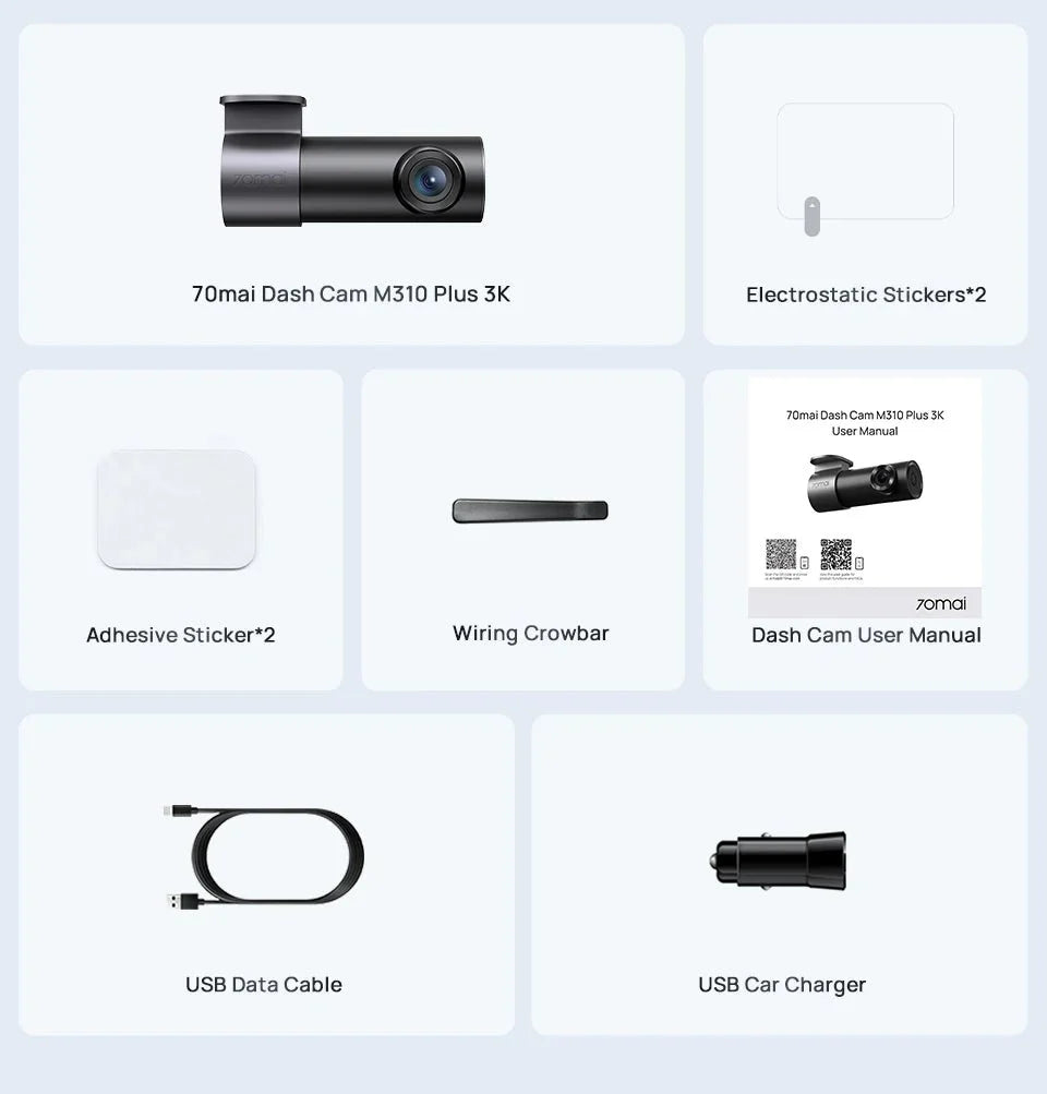 70mai M310 Plus Dash Cam 3K 1620P WDR Voice Control Car DVR Parking Monitor - stepyours.com