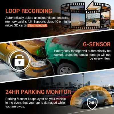 1080P WiFi Dual Dash Cam Front Inside Car with IR Night Vision Loop Recording - stepyours.com