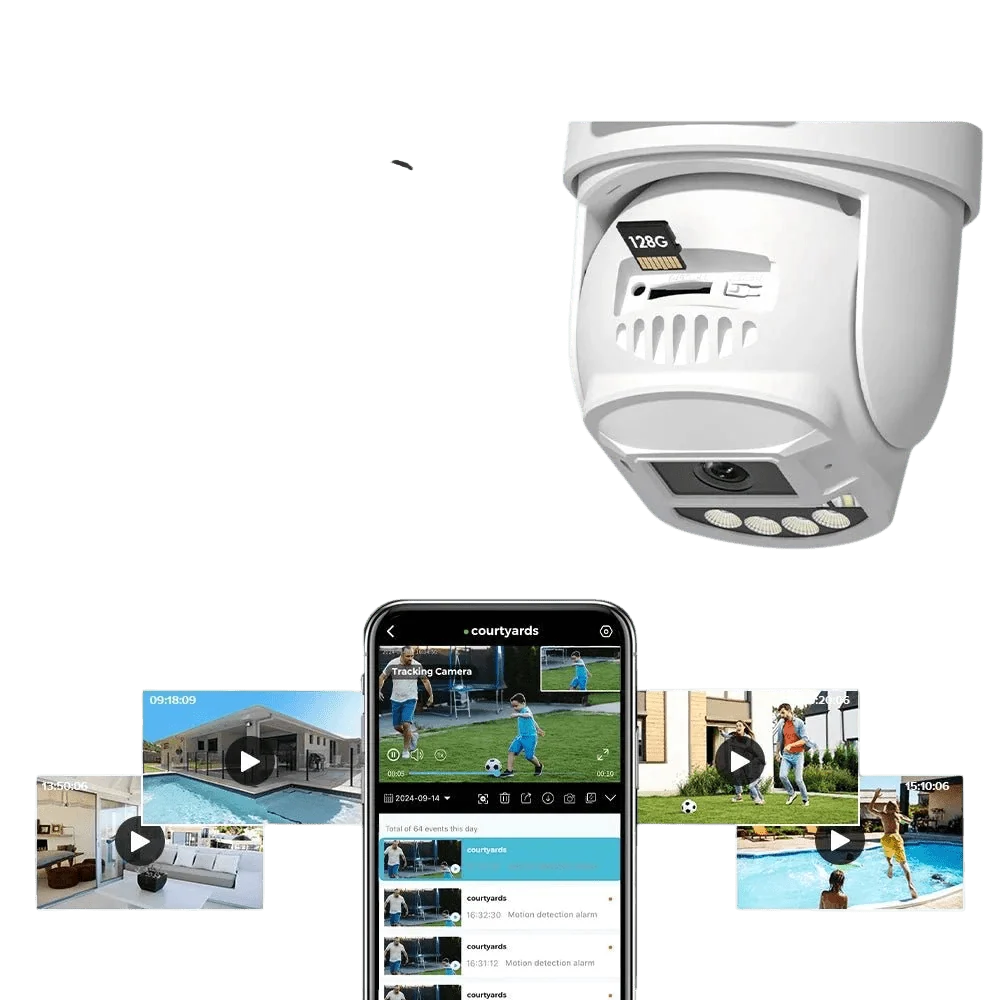 8MP 4K PTZ WiFi Camera - Dual Lens With Dual Screen AI Tracking Surveillance - stepyours.com