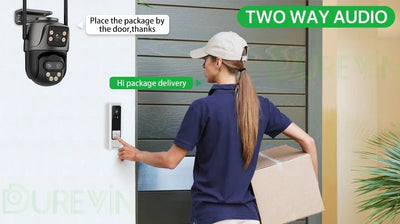 6K 9MP Outdoor Tri - Lens WiFi IP Camera - Auto Tracking And Dual Screen - stepyours.com