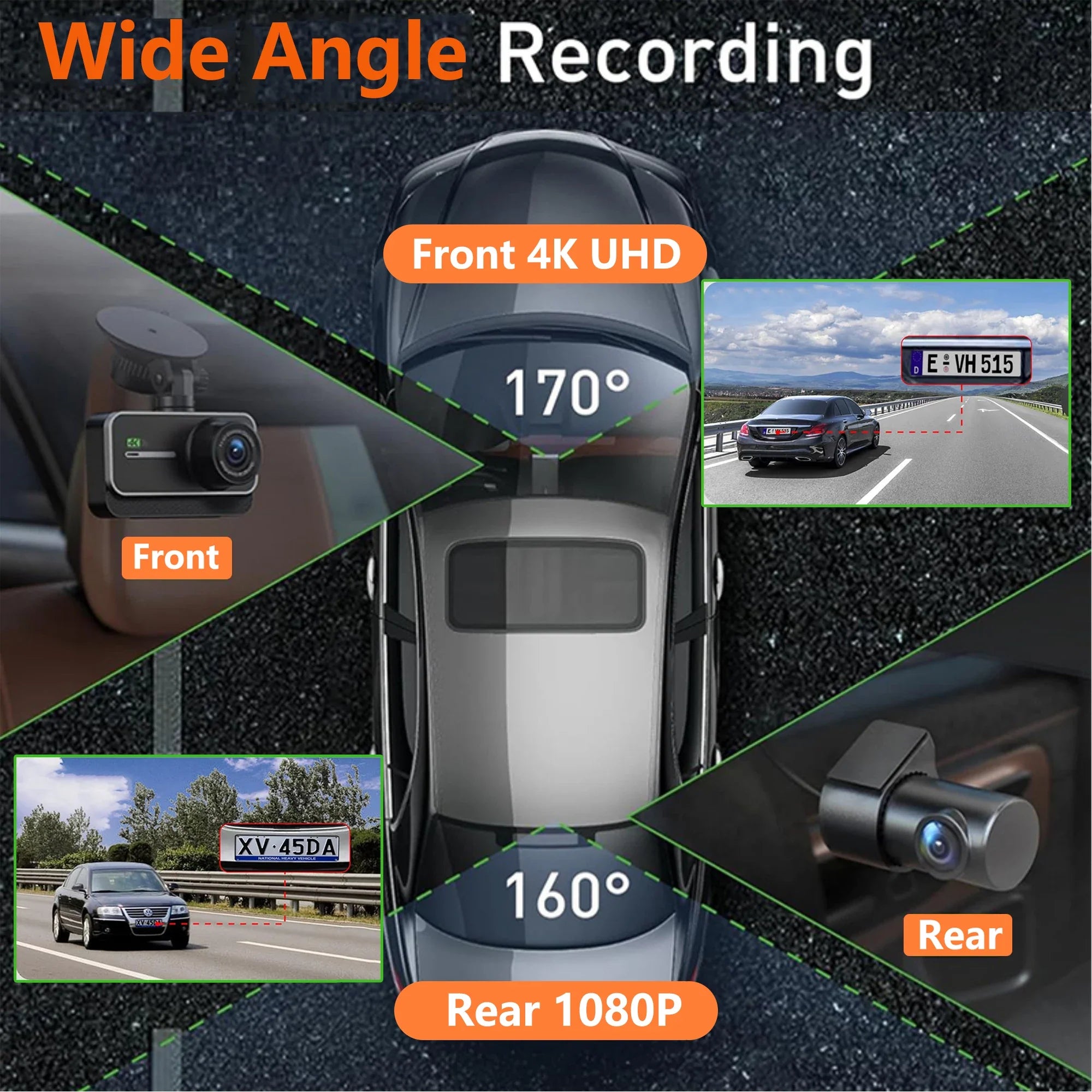 4K Dash Cam For Cars Front And Rear With WiFi Parking Mode Recorder - stepyours.com