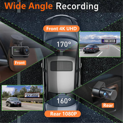 4K Dash Cam For Cars Front And Rear With WiFi Parking Mode Recorder - stepyours.com