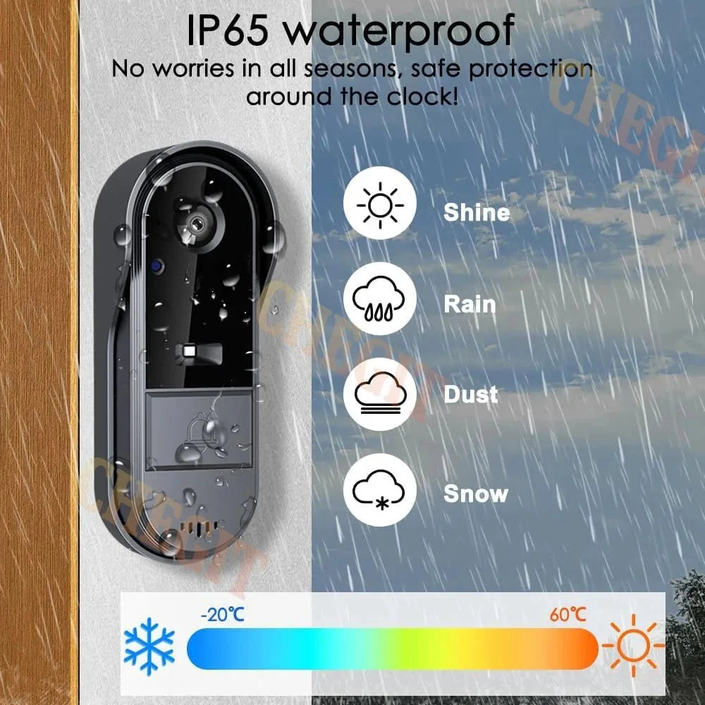 Wireless Doorbell Camera 1080P IP65 Waterproof Night Vision - stepyours.com