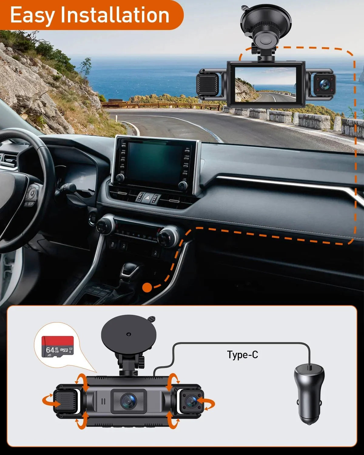 4 Channel WiFi Dashcam Full HD 1080P Front Rear Night Vision Loop Recording - stepyours.com