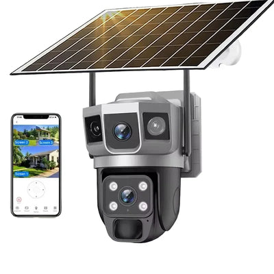 Solar Powered Dual Lens WiFi CCTV Camera With 12MP 10X Zoom PTZ IP66 Outdoor - stepyours.com