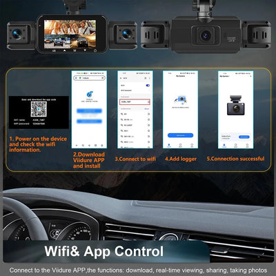 4 Channel WiFi Dash Cam DVR For Cars Front And Rear Interior 360 Parking 24h - stepyours.com