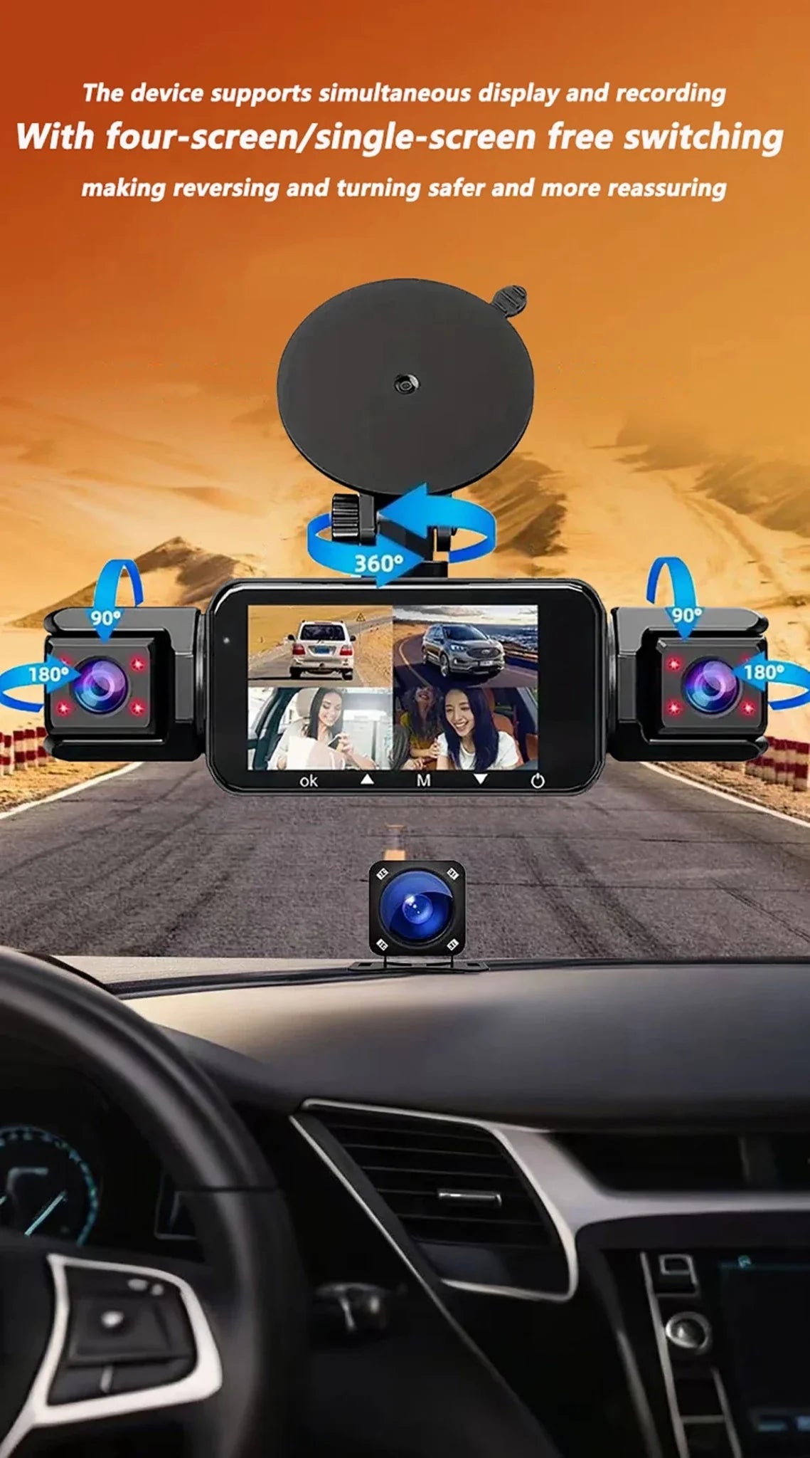 4 Channel WiFi Dash Cam DVR For Cars Front And Rear Interior 360 Parking 24h - stepyours.com