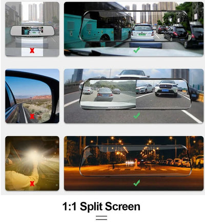 Acceo 10 Inch Car DVR Rearview Mirror Dual 1080P Touch Screen Night Vision - stepyours.com