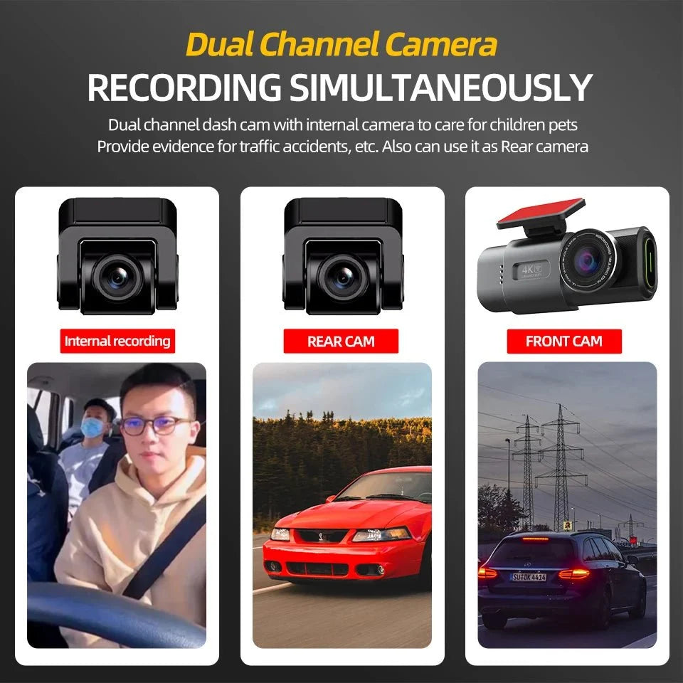 4K Dash Cam GPS WiFi Night Vision Car DVR with Optional Rear Lens - stepyours.com
