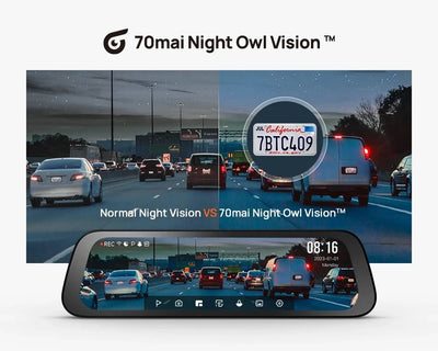 70mai S500 Rearview Dash Cam 9.35 Inch Touch Screen Dual Channel 3K HDR - stepyours.com