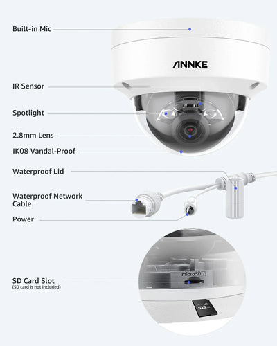 ANNKE 12MP Outdoor Dual Light PoE Security Camera IP67 Night Vision C1200 - stepyours.com