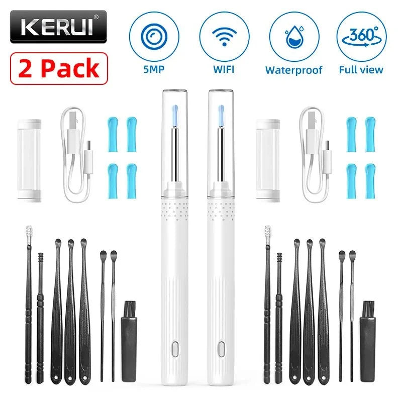 KERUI Ear Wax Removal Cleaner With 5MP HD Camera - See Ear Canal Add Hooks - stepyours.com