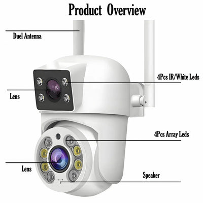 Tuya 8MP WiFi PTZ IP Camera With Dual Lens And Dual Screen Night Vision Outdoor - stepyours.com