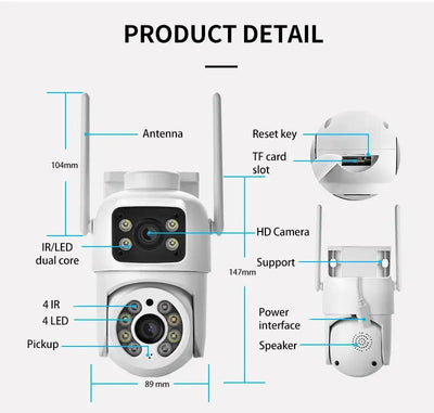 Icsee 8MP 4K PTZ WiFi Camera Dual Lens - AI Tracking Outdoor Surveillance - stepyours.com