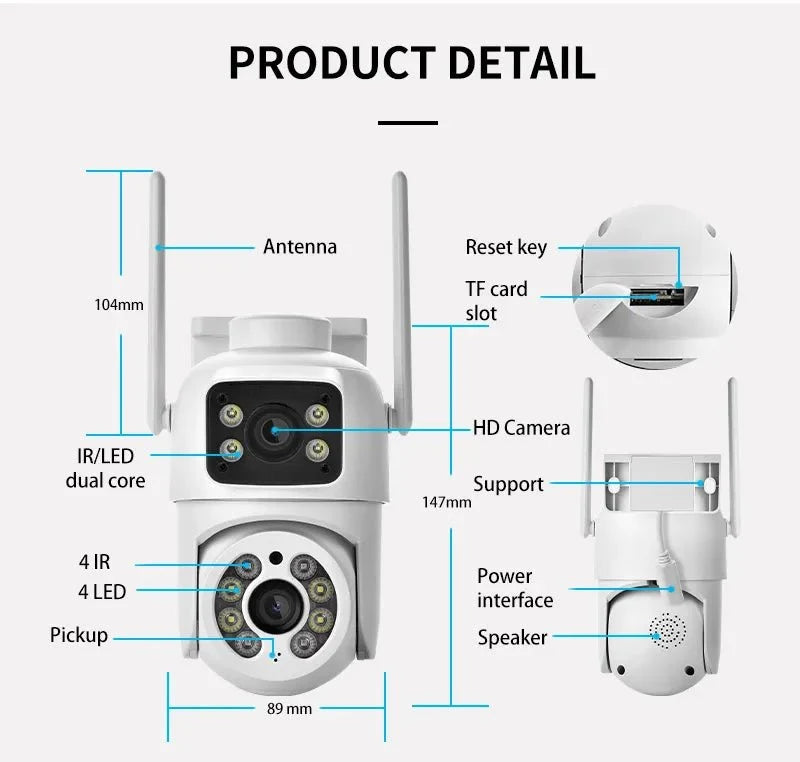 Icsee 8MP 4K PTZ WiFi Camera Dual Lens - AI Tracking Outdoor Surveillance - stepyours.com