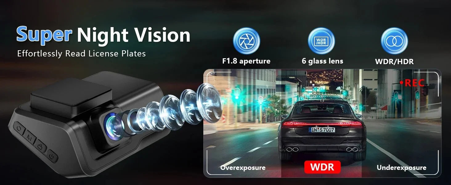 Kocam 4K UHD Dash Cam Dual Lens WiFi Night Vision Front And Rear Parking Monitor - stepyours.com