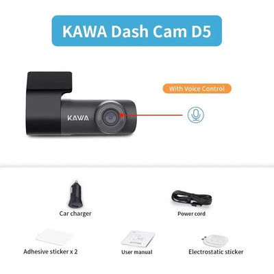 Kawa D5 2K Dash Cam For Car With WiFi App And Voice Control WDR DVR - stepyours.com