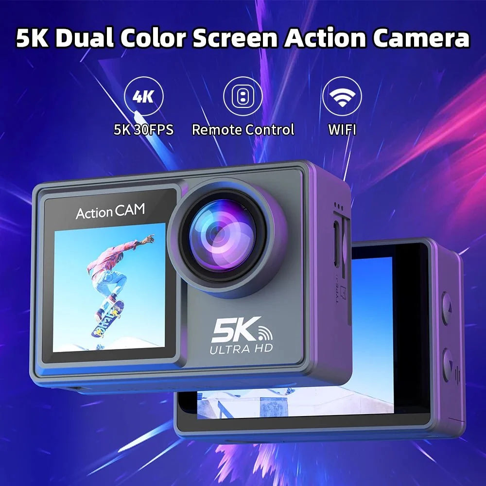 Adventure Ready Action Camera 5K 4K60FPS Dual IPS Touch LCD Waterproof 30M - stepyours.com