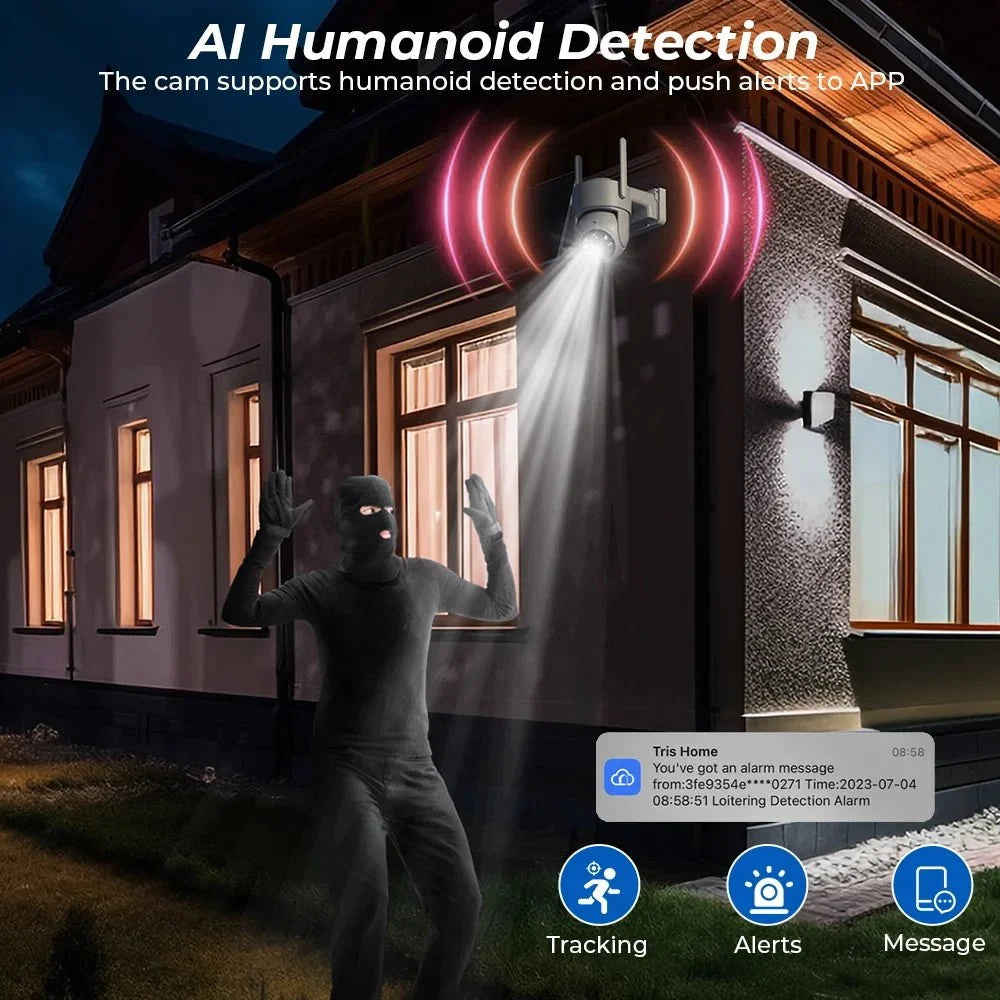 WiFi Solar PTZ Outdoor Camera 4MP HD With Long Standby Battery And iCsee App - stepyours.com
