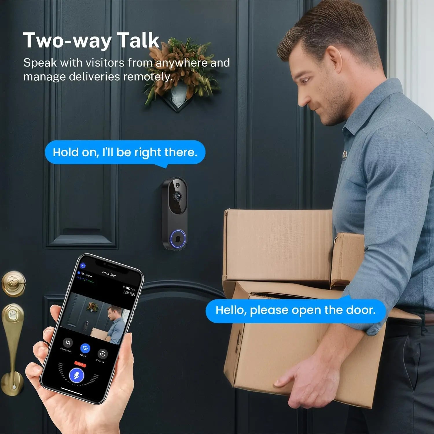 1080p Wireless Doorbell AI Motion Night Vision With Audio - stepyours.com