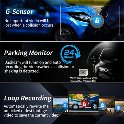 3 Channel Dash Cam 1080P Front And Rear Night Vision Parking Monitor Car DVR - stepyours.com