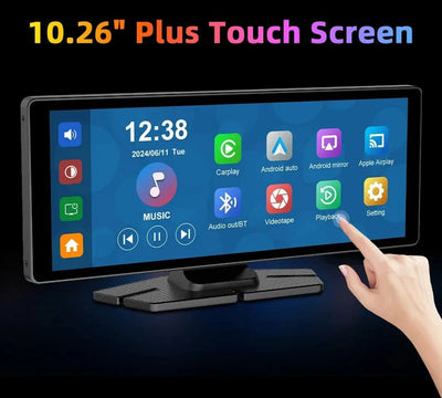 4K Dash Cam CarPlay Android Auto 350 Degree Rotating Lens GPS Bluetooth 7 Inch - stepyours.com