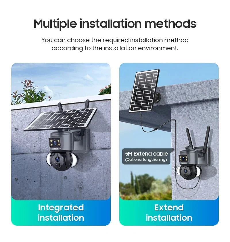SHIWOJIA 4K 8MP Solar Camera With 4G SIM WiFi Color Night Vision PTZ Dual Lens - stepyours.com