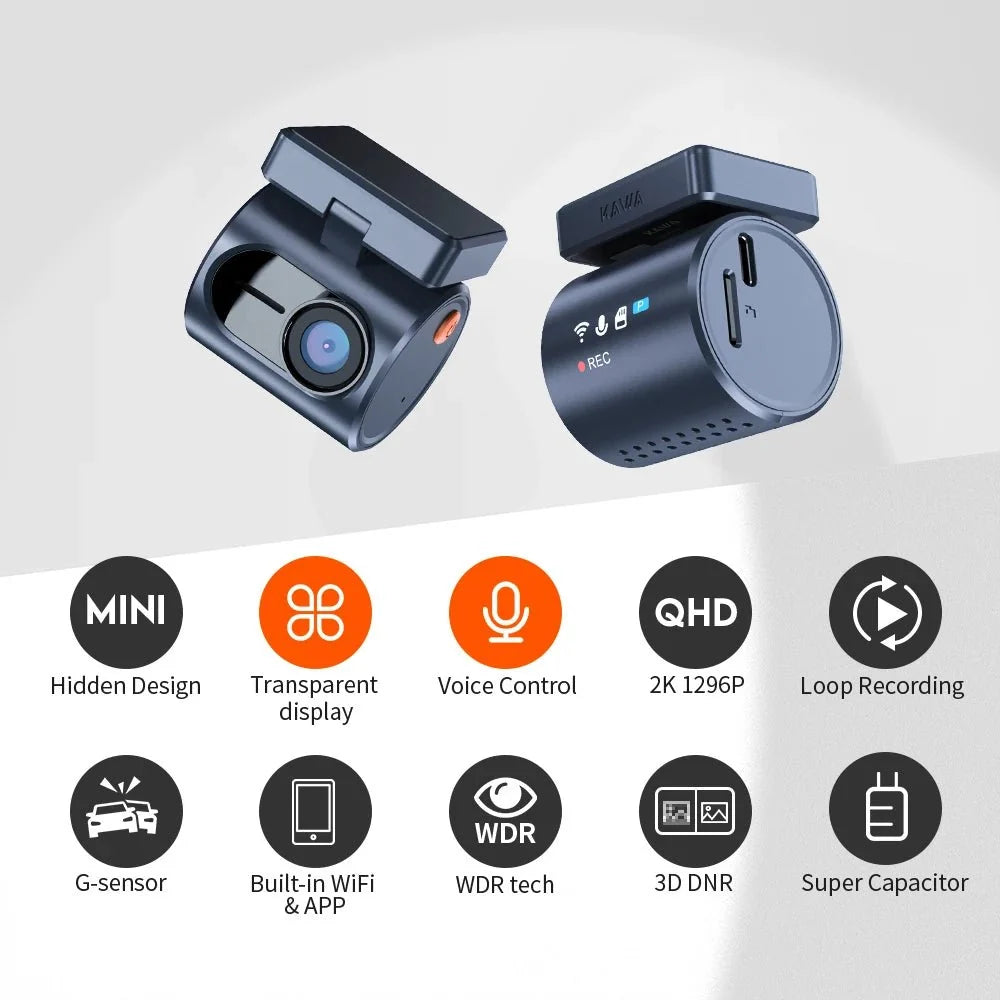 Kawa Mini 3 Pro 2K Car Dash Cam With WiFi App Voice Control Parking - stepyours.com